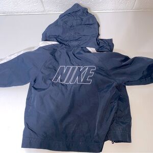 Kids 3T Nike Jacket with Pockets and Tuck Away Hood Windbreaker Navy Blue Boys 3